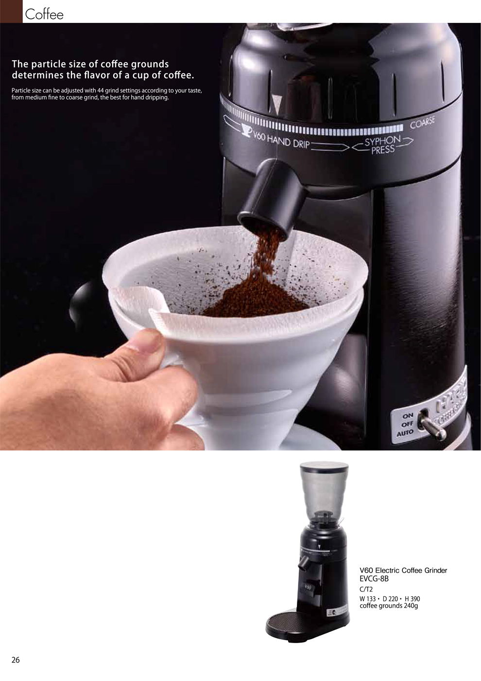 Catalog 2018, Coffee, V60 Electric coffee Grinder, EVCG-8B