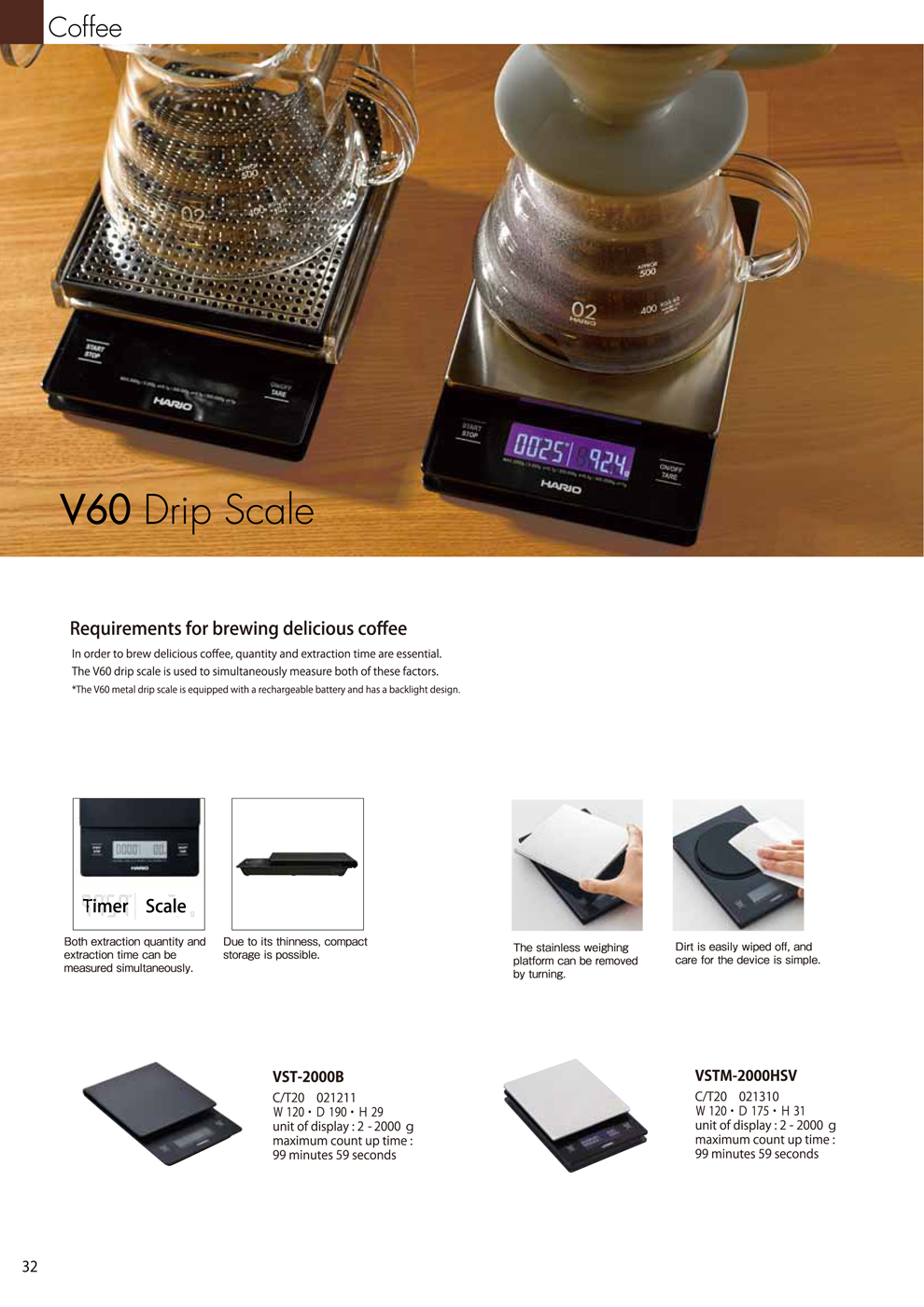 Catalog 2018, Coffee, V60 Drip Scale, Timer, VST-2000B, VSTM-2000HSV