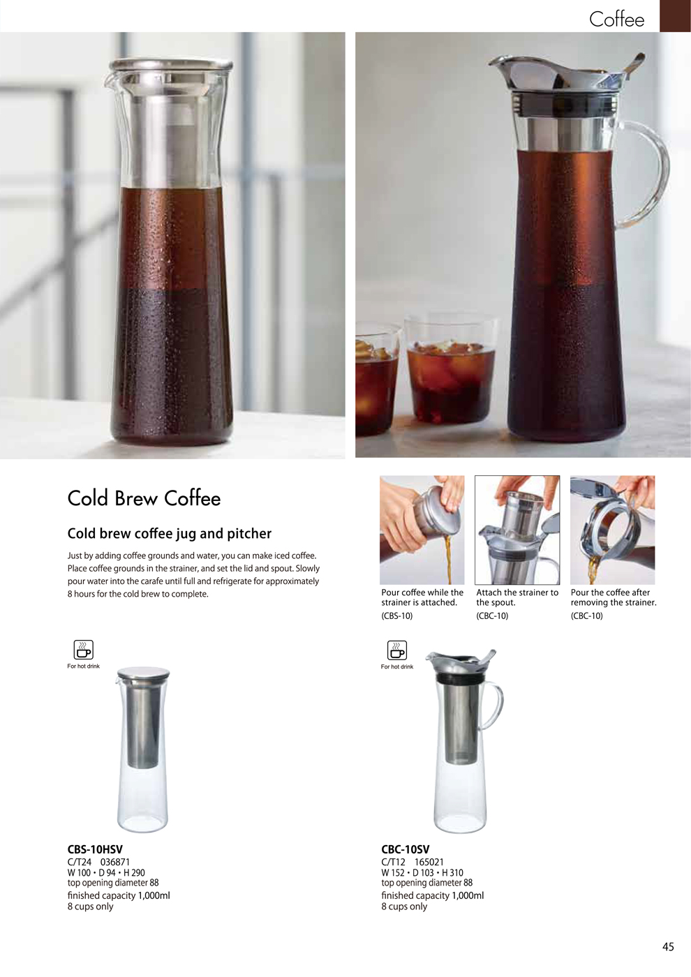 Catalog 2018, Coffee, Cold Brew, coffee jug, pitcher, Strainer