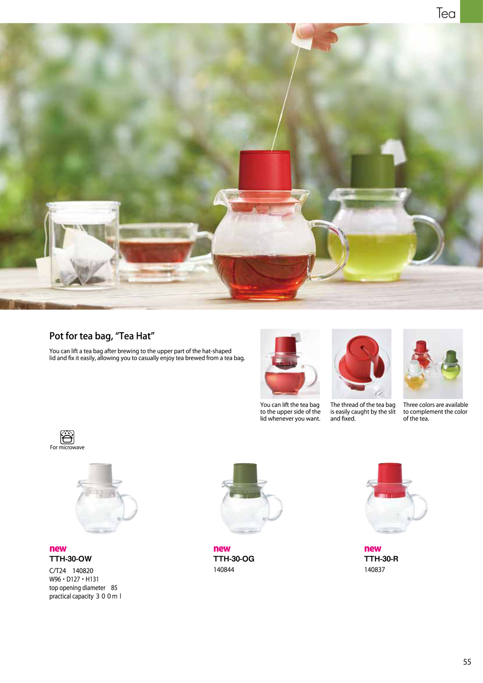 Catalog 2018, TEA, Pot, Tea Bag, Tea Hat, TTH-30-OW, TTH-30-OG, TTH-30-R