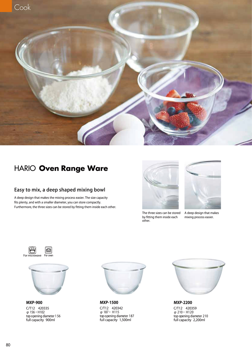 Catalog 2018, Cook, Oven Range Ware, Mixing bowl, MXP-900, MXP-1500, MXP-2200