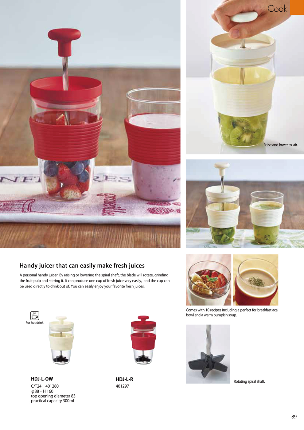 Catalog 2018, Cook, Fruits Smoothie Maker, Handy juicer, HDJ-L-OW, HDJ-L-R